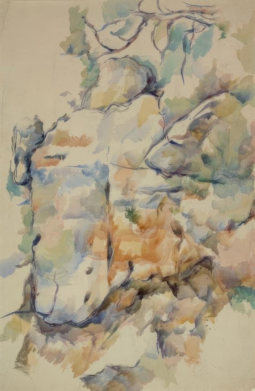 Rochers pres des grottes audessus de Château-Noir tekijältä Paul Cézanne