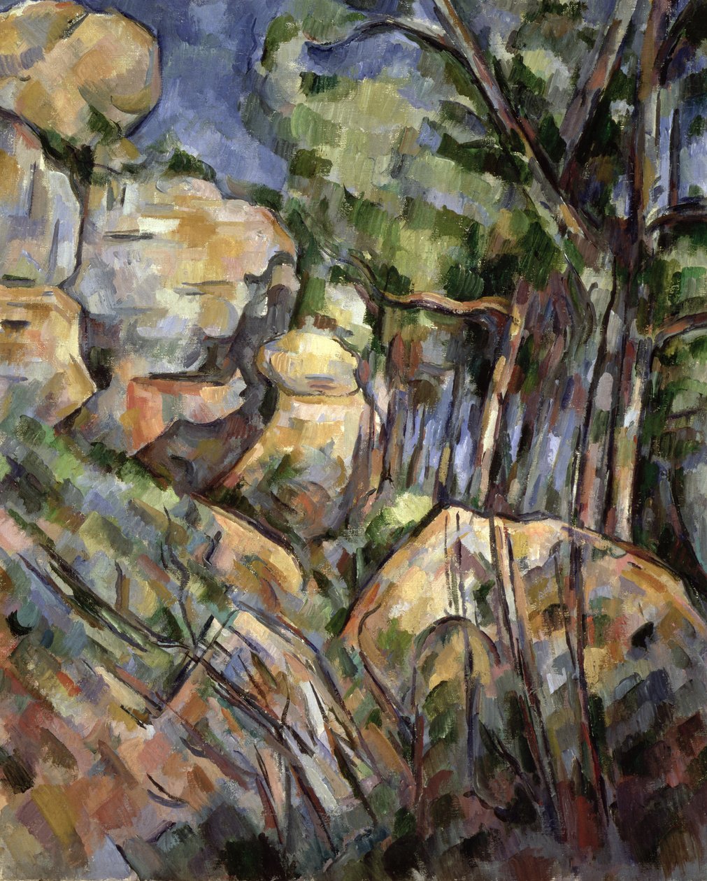 Chateau Noirin alapuolella sijaitsevien luolien läheisyydessä olevat kalliot, noin 1904 tekijältä Paul Cézanne