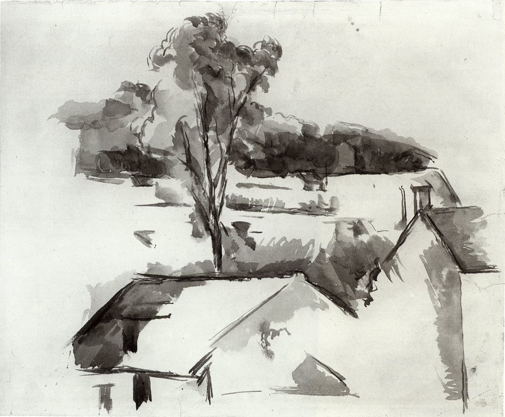 Katot ja puu tekijältä Paul Cézanne
