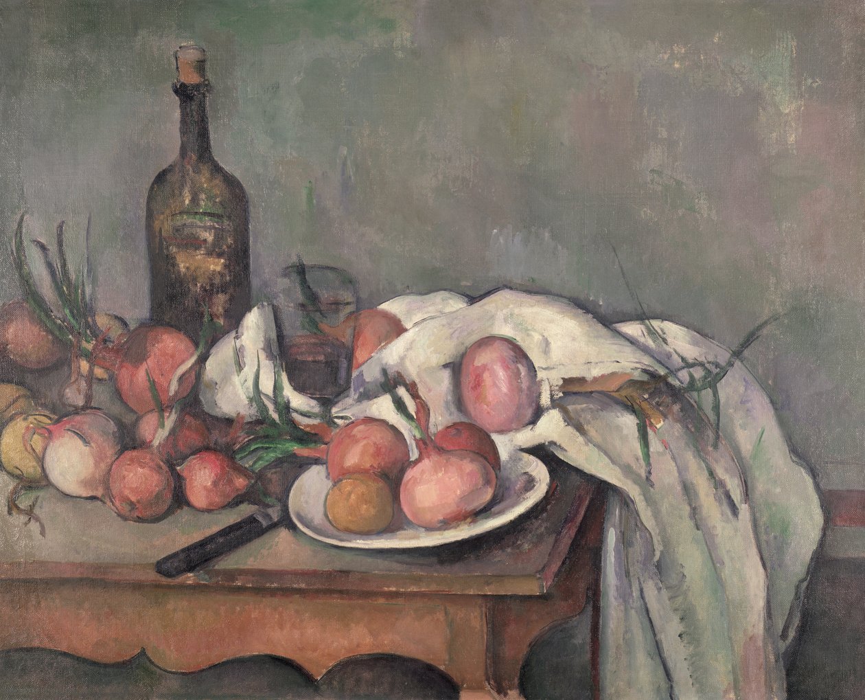 Asetelma sipulien kanssa, n. 1895 tekijältä Paul Cézanne