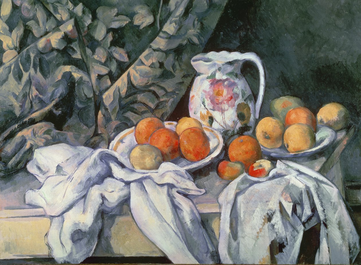 Asetelma verhoilla, n.1899 tekijältä Paul Cézanne