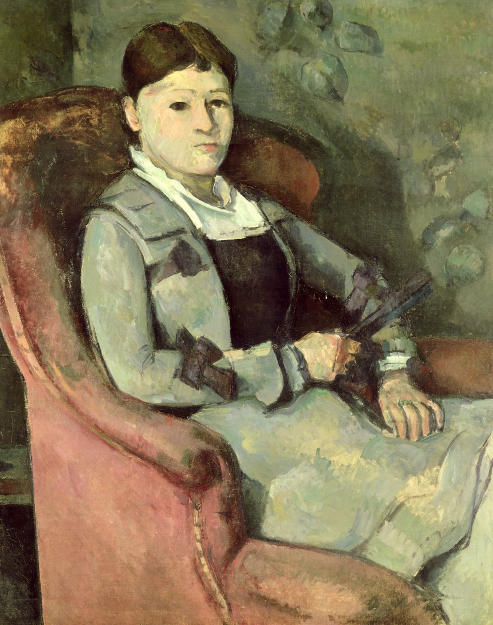 Taiteilijan vaimo nojatuolissa, n. 187888 tekijältä Paul Cézanne