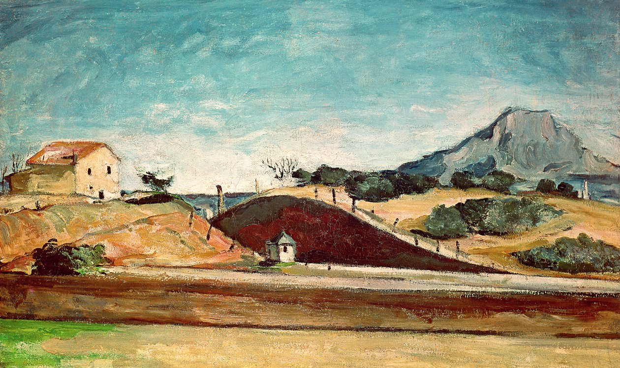 Rautatien leikkaaminen, n. 1870 tekijältä Paul Cézanne