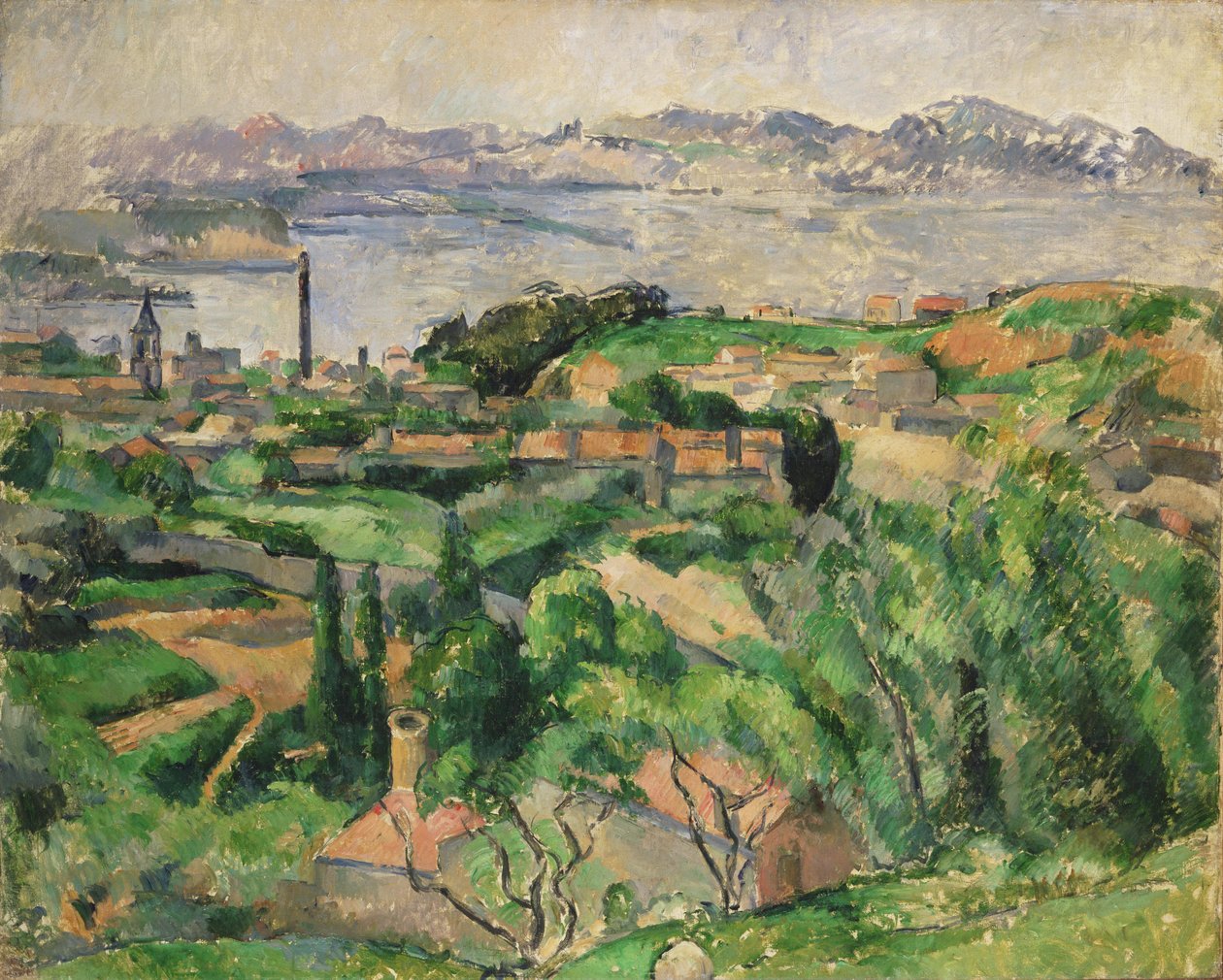 Näkymä Marseillen lahdelle Saint-Henrin kylän kanssa tekijältä Paul Cézanne