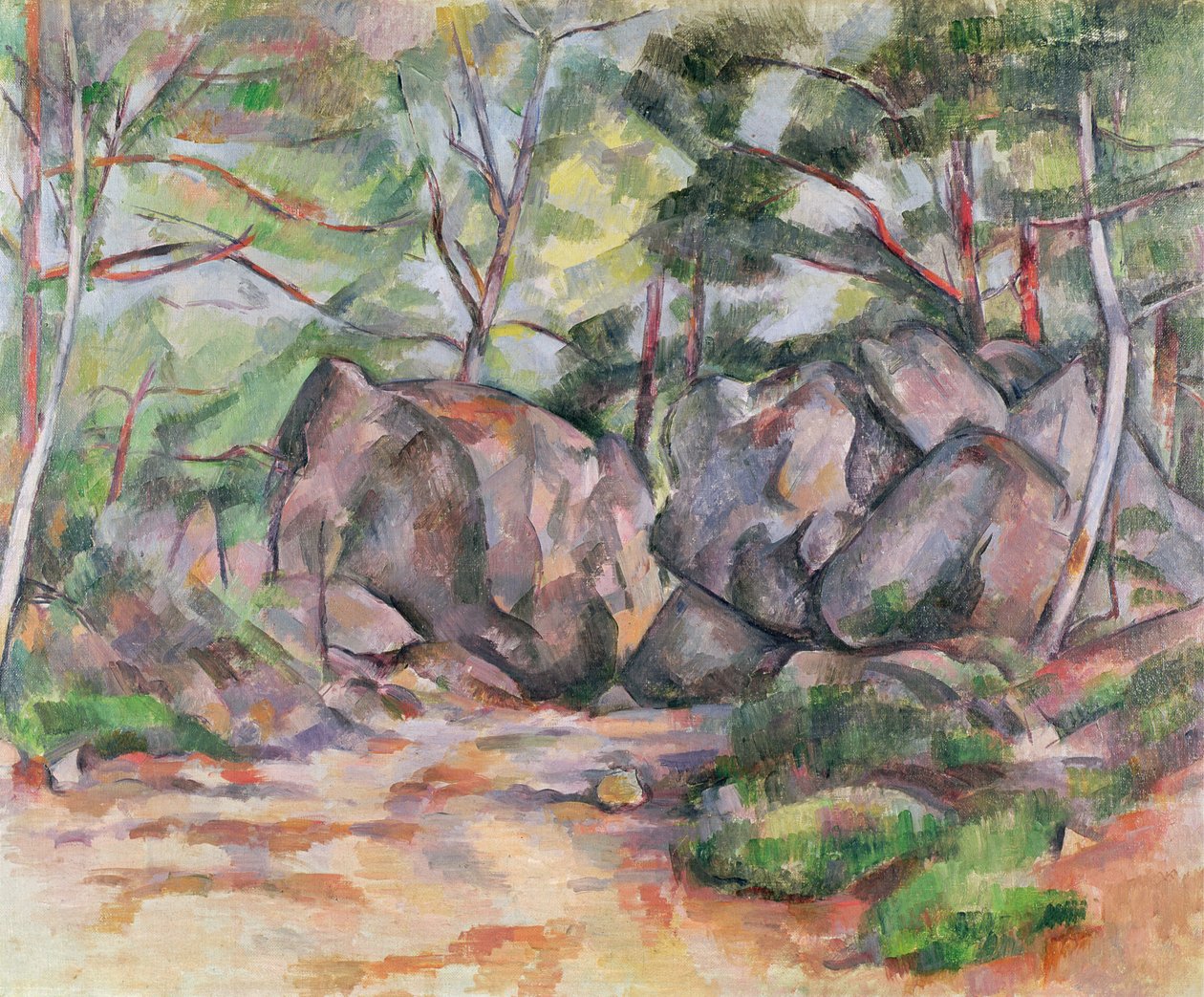 Metsä lohkareineen, 1893 tekijältä Paul Cézanne