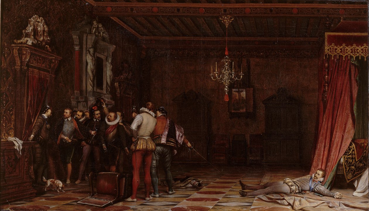 Guise -herttuan murha Château de Bloisissa vuonna 1588 tekijältä Paul Delaroche