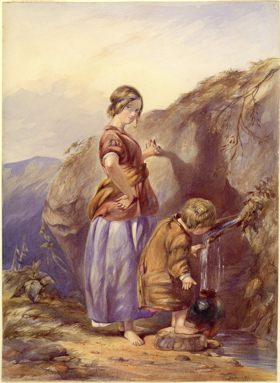 Mountain Spring (akvarelli ja vartaloväri kortilla) tekijältä Paul Falconer Poole