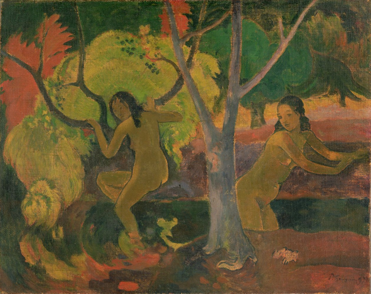Tahitin uimarit, 1897 (öljy säkille) tekijältä Paul Gauguin