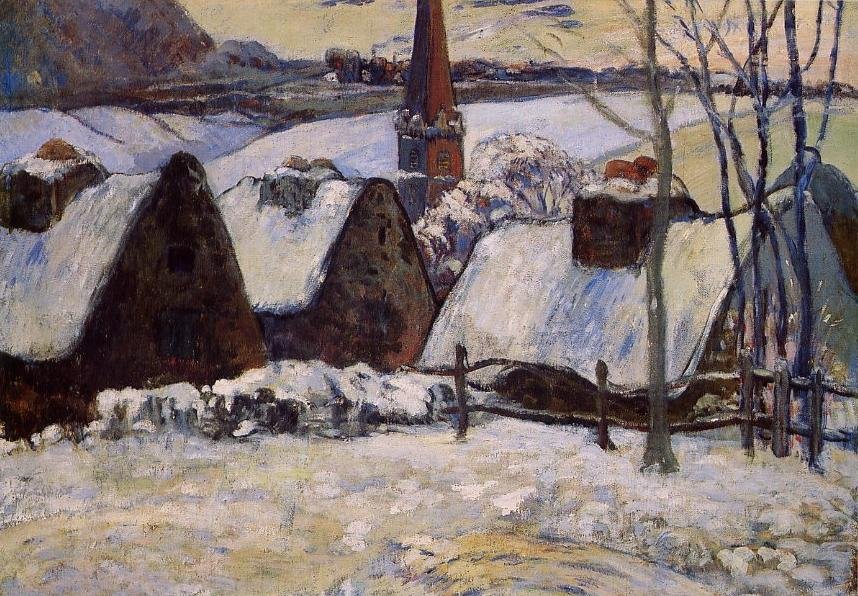 Bretonisches Dorf im Schnee tekijältä Paul Gauguin