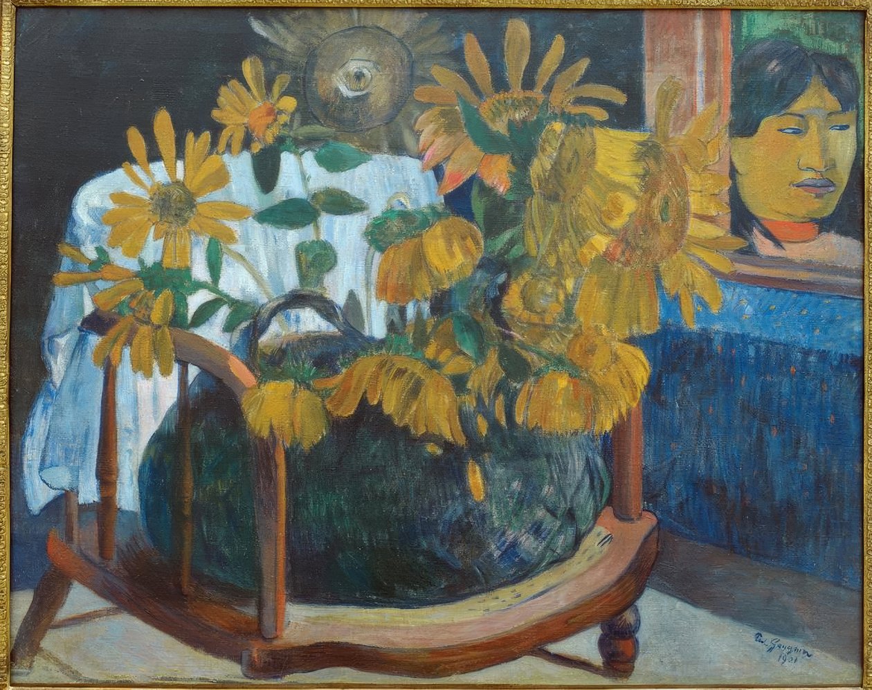 Fleurs de tournesols dans un fauteuil II tekijältä Paul Gauguin