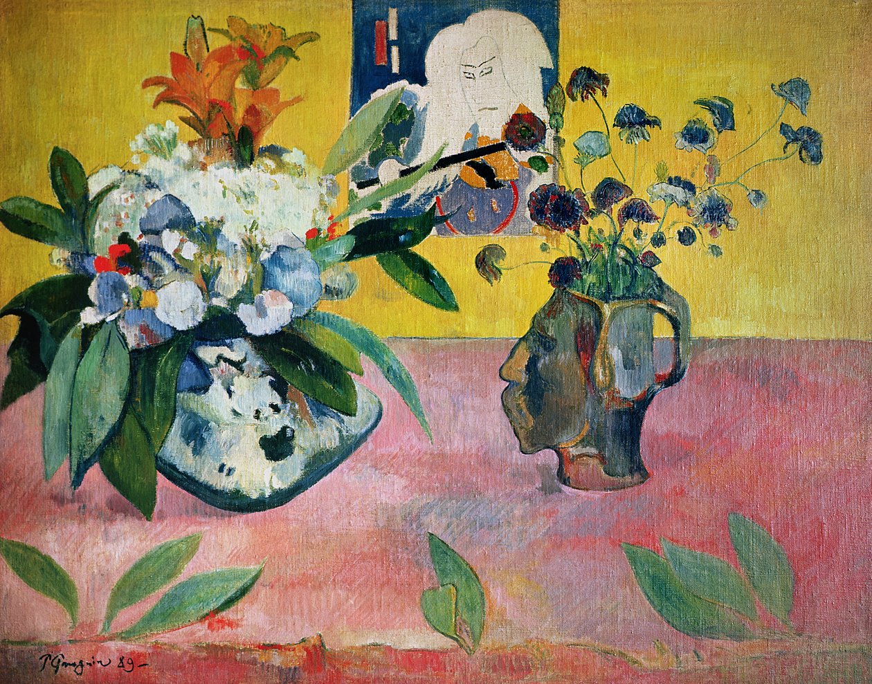 Kukat ja japanilainen vedos, 1889 tekijältä Paul Gauguin
