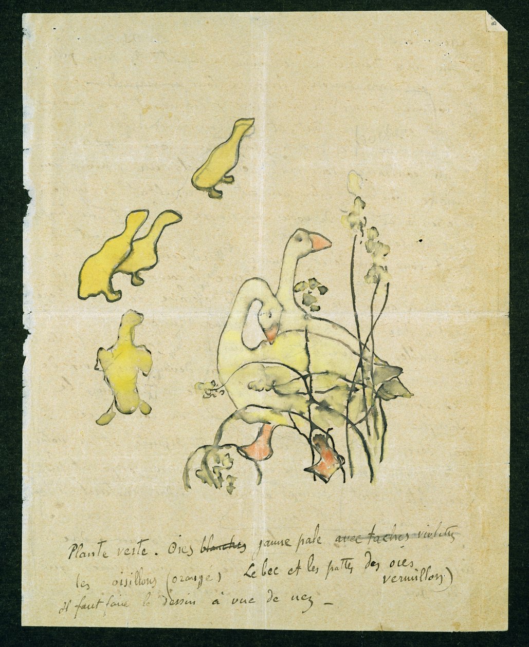 Hanhet ja hanhet (wc ja muste paperille) tekijältä Paul Gauguin
