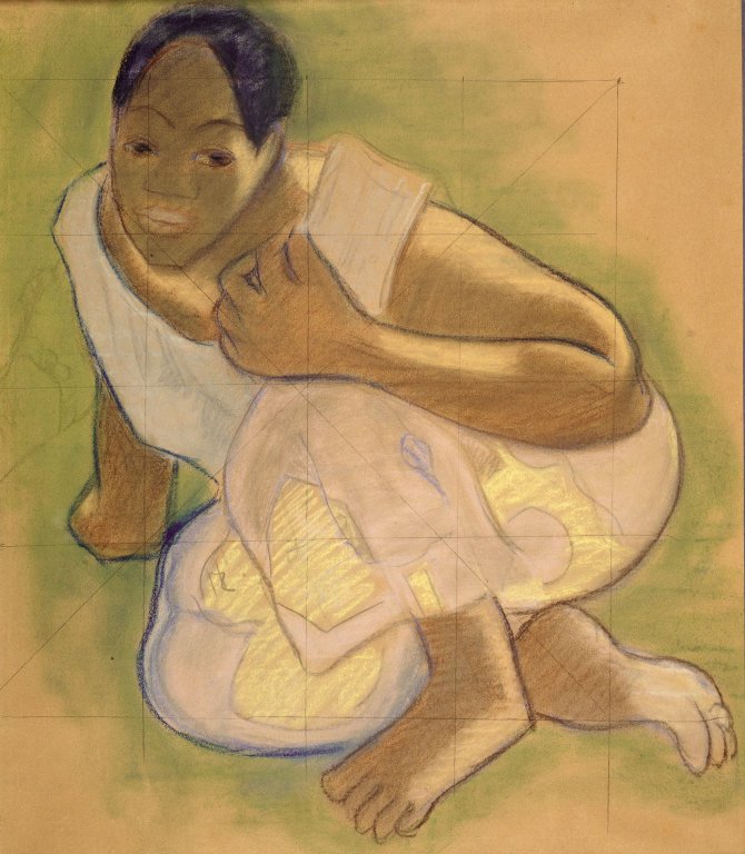 Kauerndes Mädchen von Tahiti tekijältä Paul Gauguin