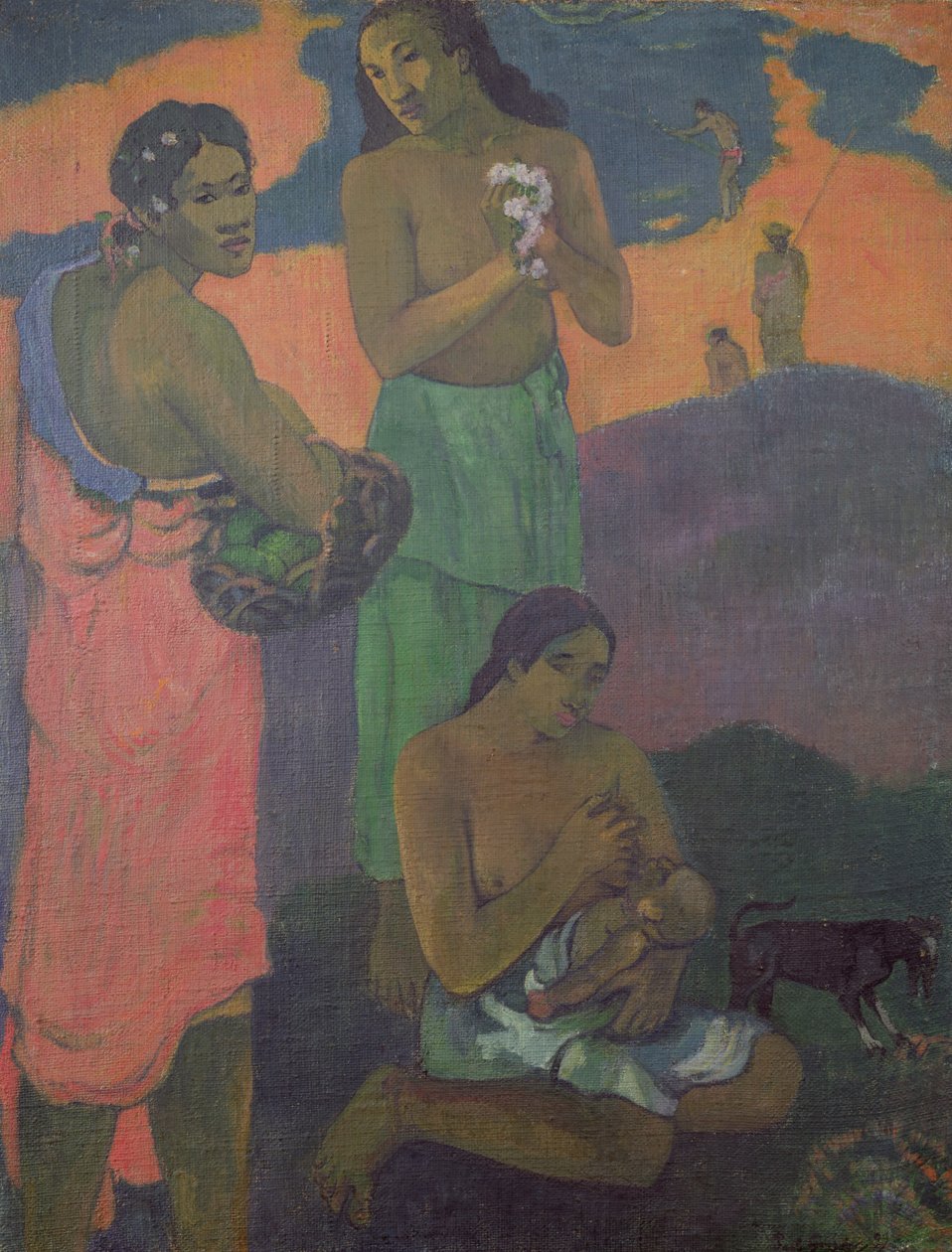 Äitiys eli kolme naista meren rannalla, 1899 tekijältä Paul Gauguin