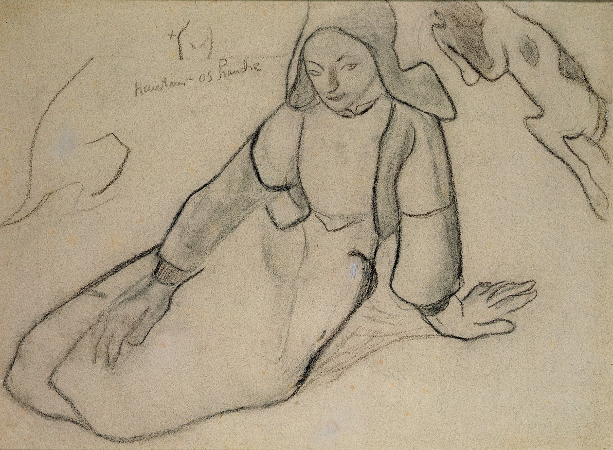 Istuva bretonilainen nainen, 1888 (hiili paperilla) tekijältä Paul Gauguin