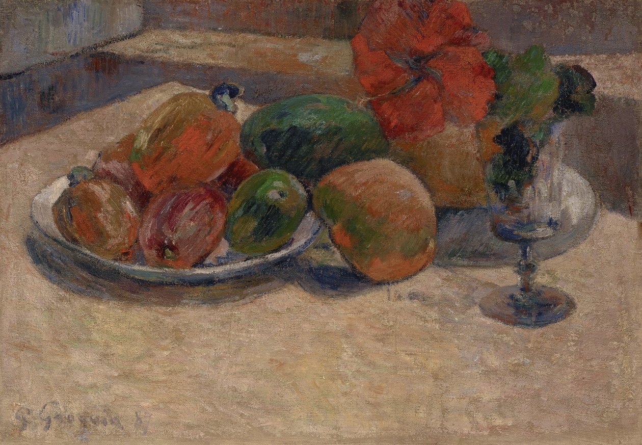 Asetelma mangojen ja hibiscus-kukan kanssa, 1887 tekijältä Paul Gauguin
