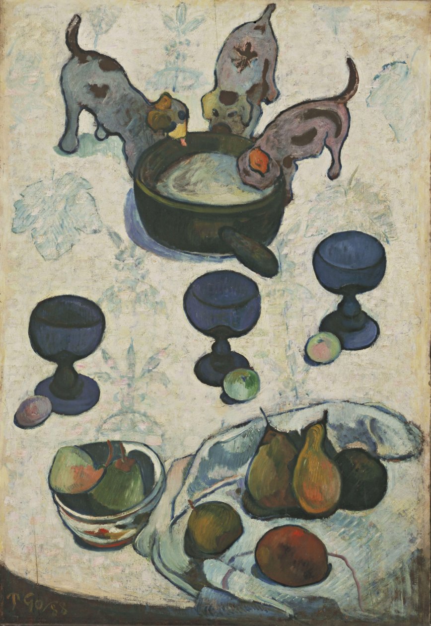 Asetelma kolmen pennun kanssa tekijältä Paul Gauguin
