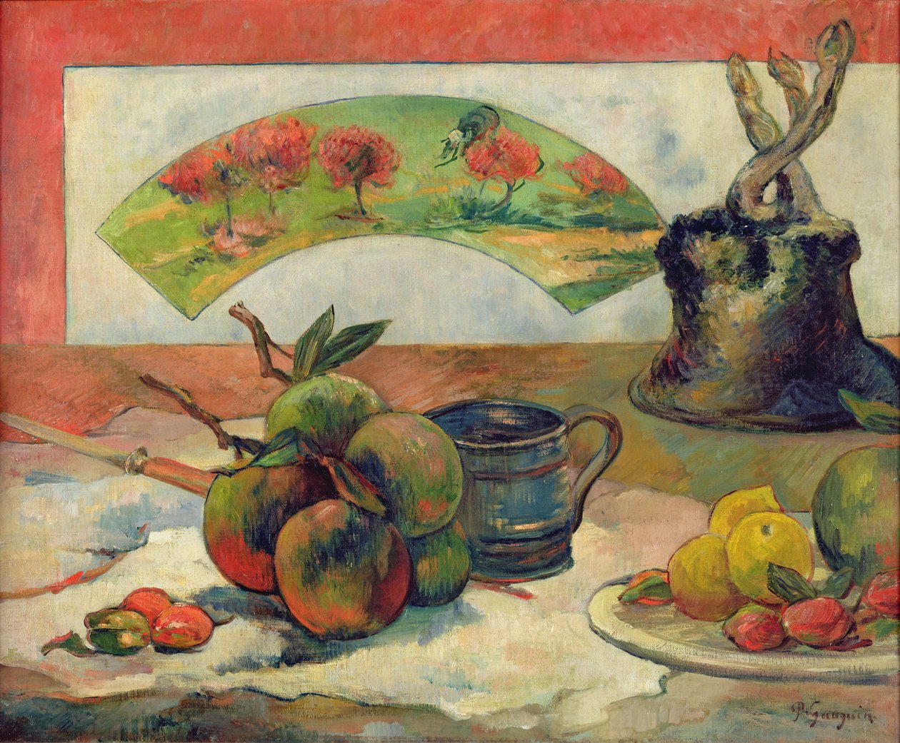 Asetelma tuulettimen kanssa, n. 1889 tekijältä Paul Gauguin