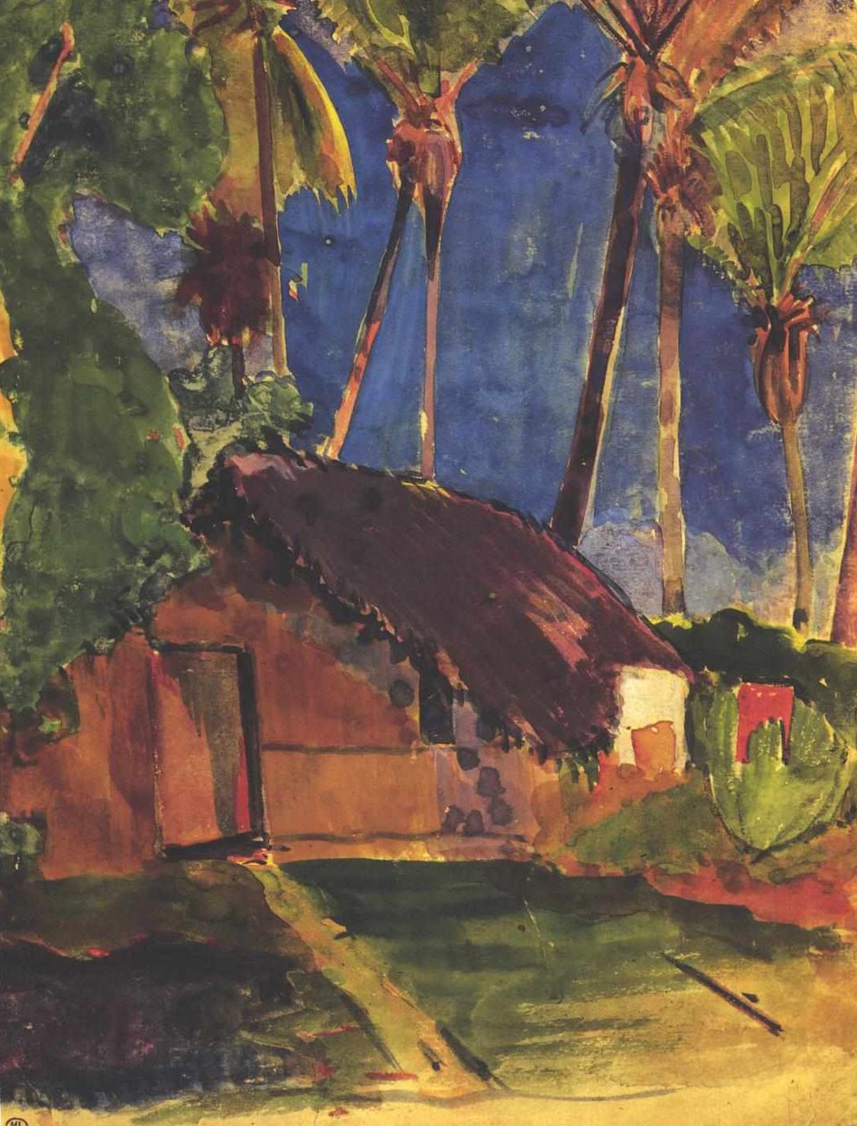 Strohhütte unter Palmen tekijältä Paul Gauguin