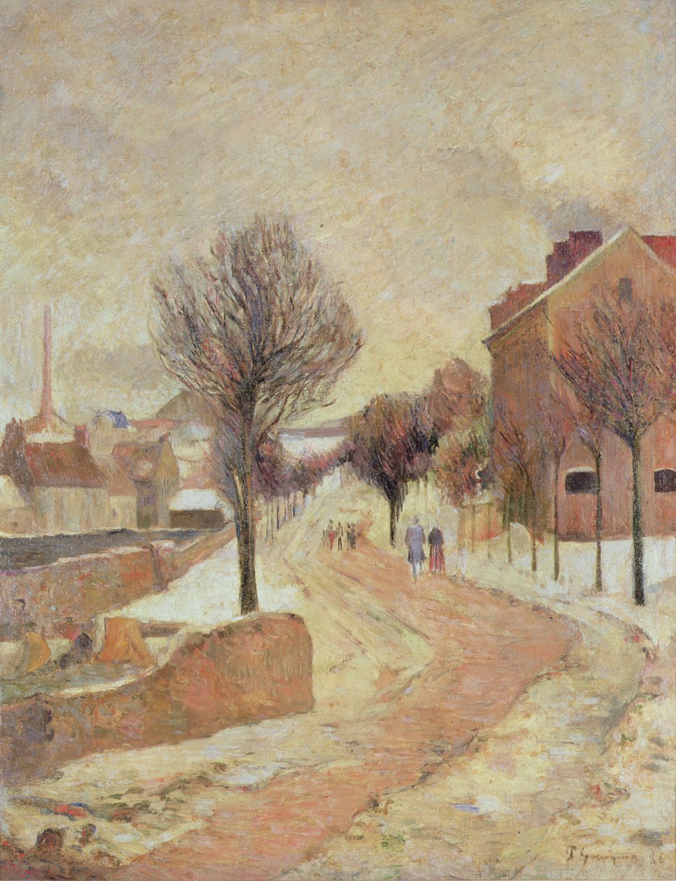 Esikaupunki lumen alla (talvipäivä), 1886 tekijältä Paul Gauguin