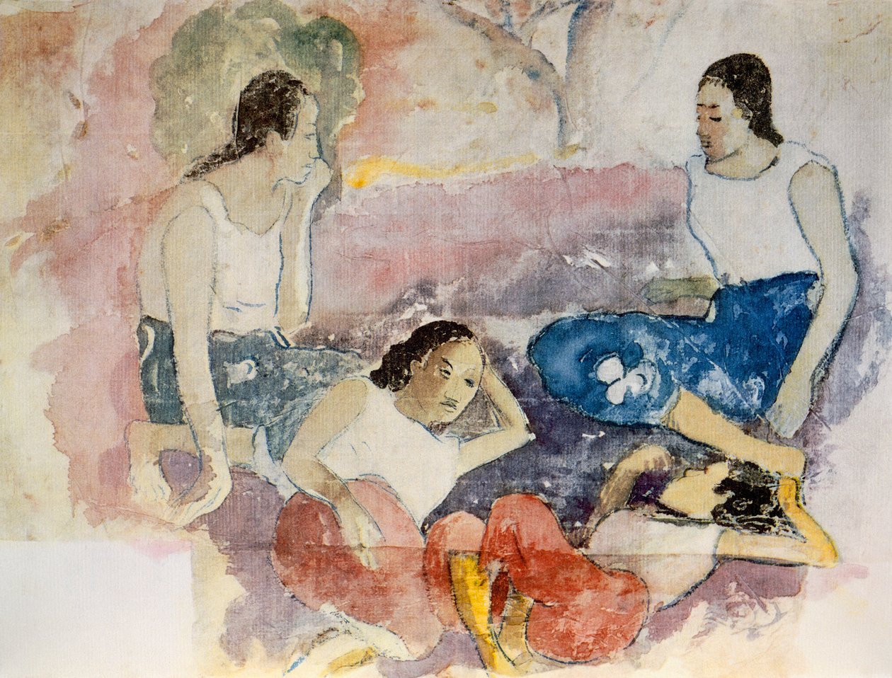 Tahitian Women, julkaisusta Noa Noa, Voyage a Tahiti, julkaistu 1926 tekijältä Paul Gauguin