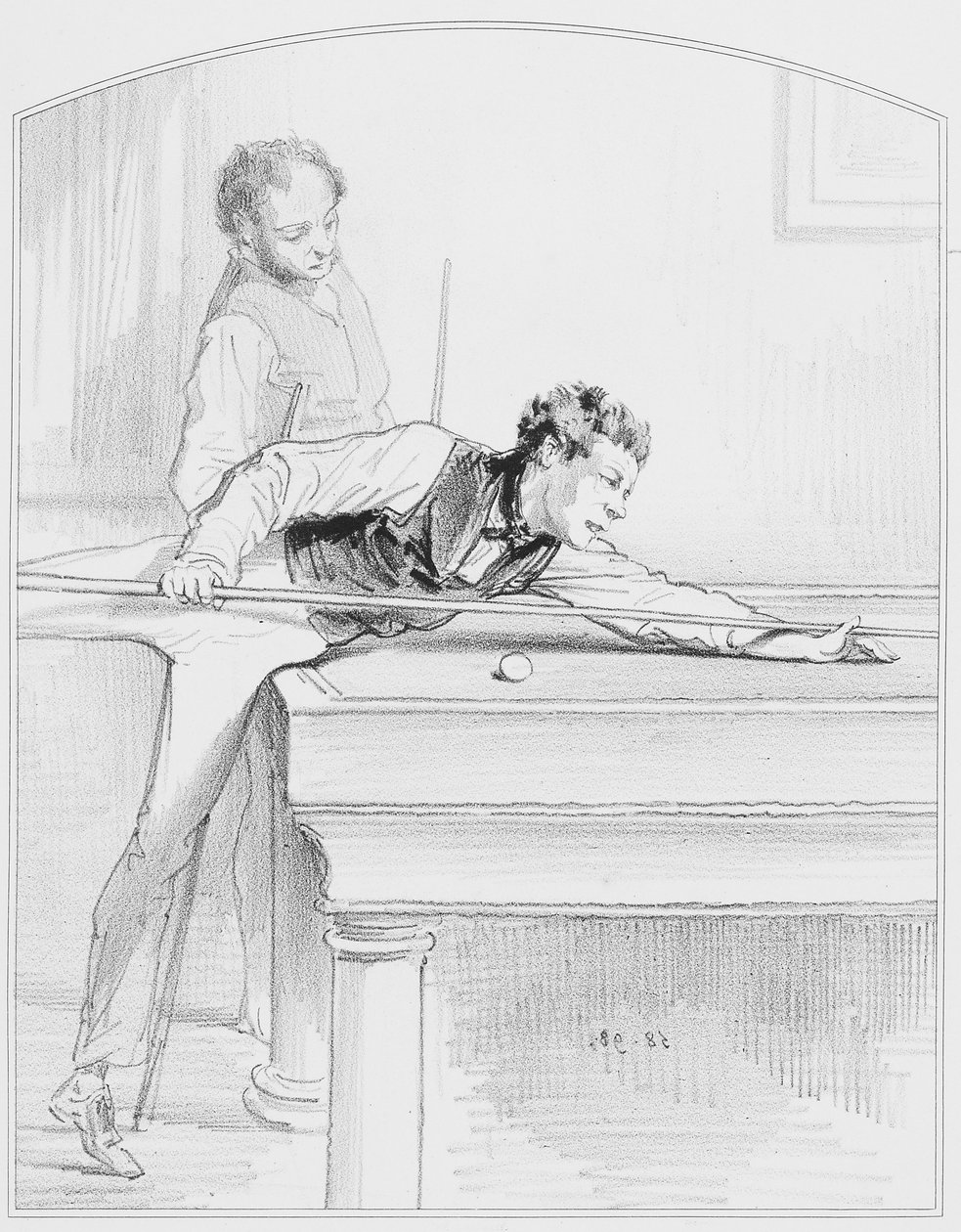 Le billiards, levy 19 Les Toquadesista, 1858 tekijältä Paul Gavarni
