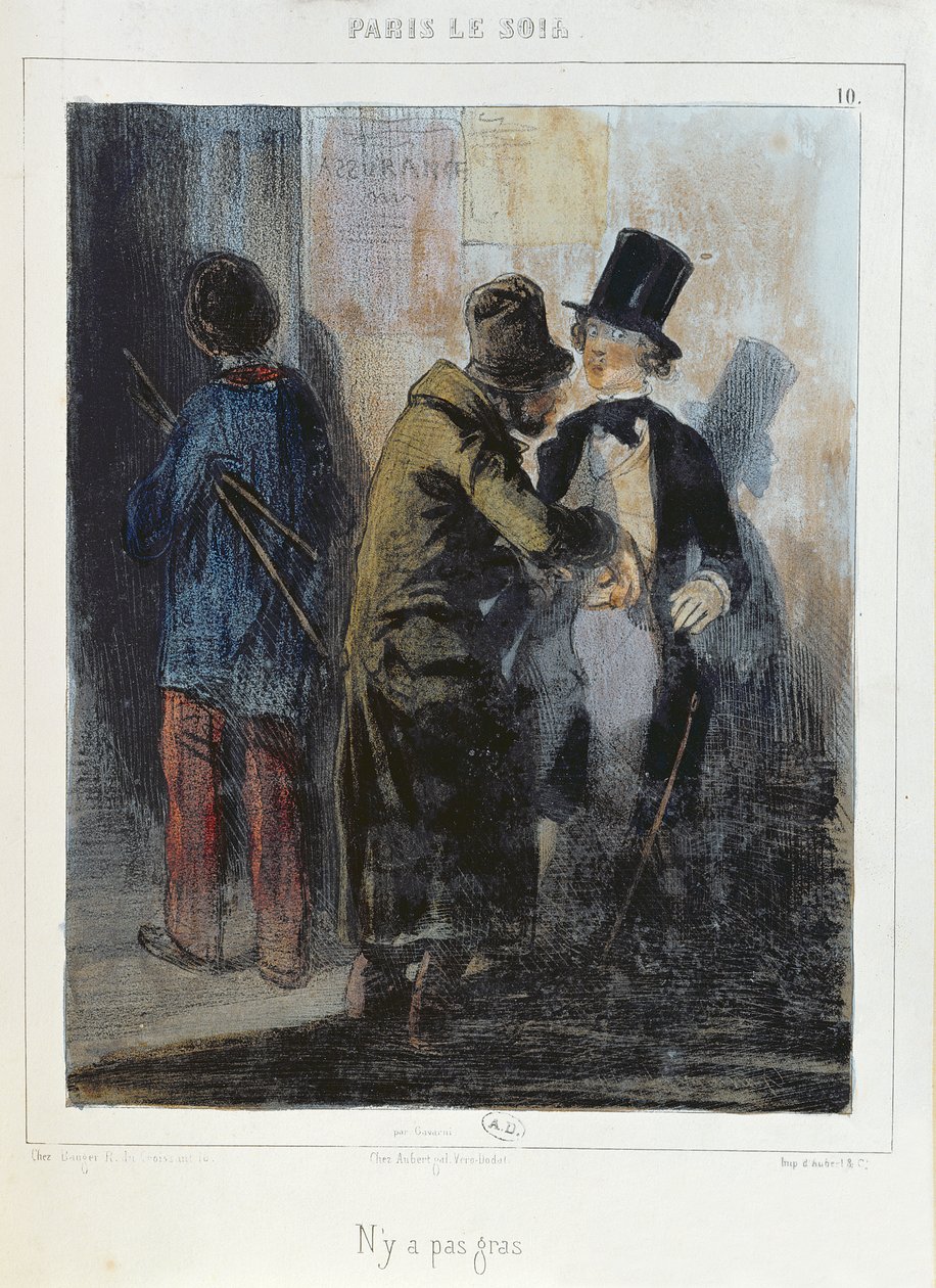 "Nothing There" on karikatyyri, joka kuvaa taskuvarasta, joka ryöstää opiskelijan taskun. noin 1840 tekijältä Paul Gavarni