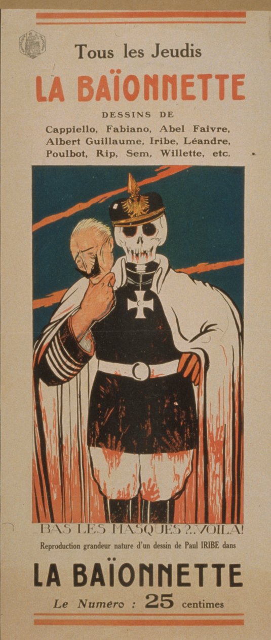 "La Baïonnette. Joka torstai. Naamiot pois... Siinä se on!, 1916 tekijältä Paul Iribe