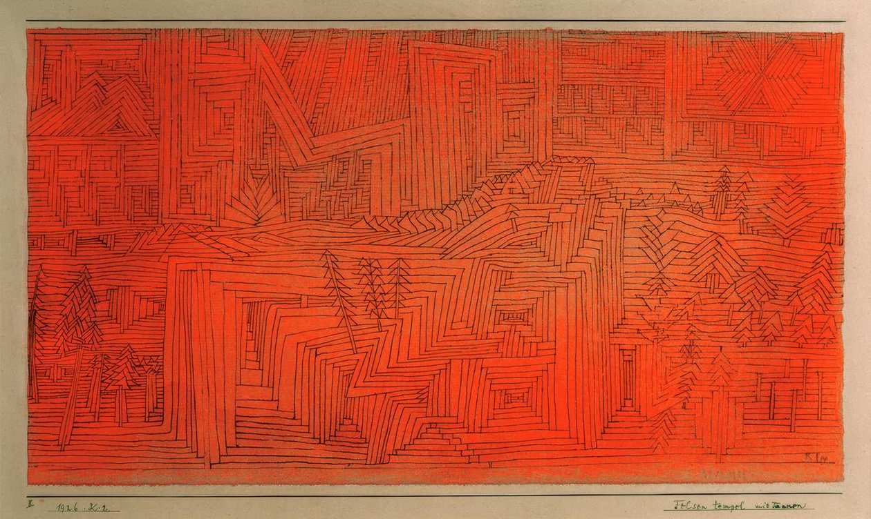Felsentempel mit Tannen tekijältä Paul Klee
