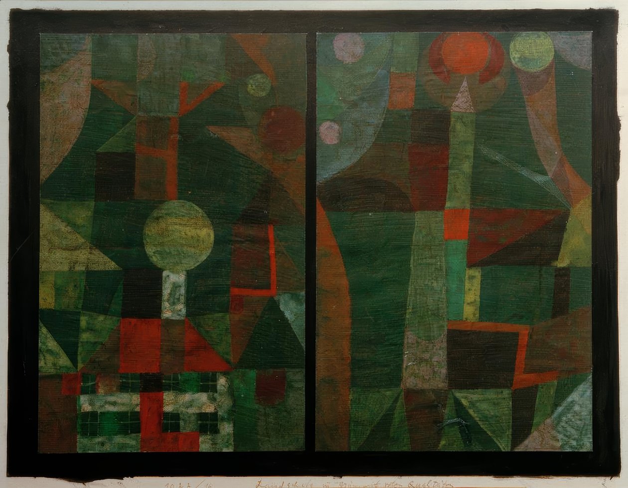 Landschaft in Grün mit roten Qualitäten tekijältä Paul Klee