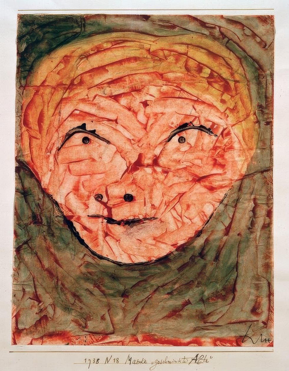 Naamio (geschminkte Alte) tekijältä Paul Klee