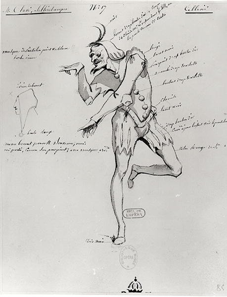 Pukusuunnittelu akrobaatille Benvenuto Cellinissä, kirjoittanut Hector Berlioz (1803-69) 1838 tekijältä Paul Lormier