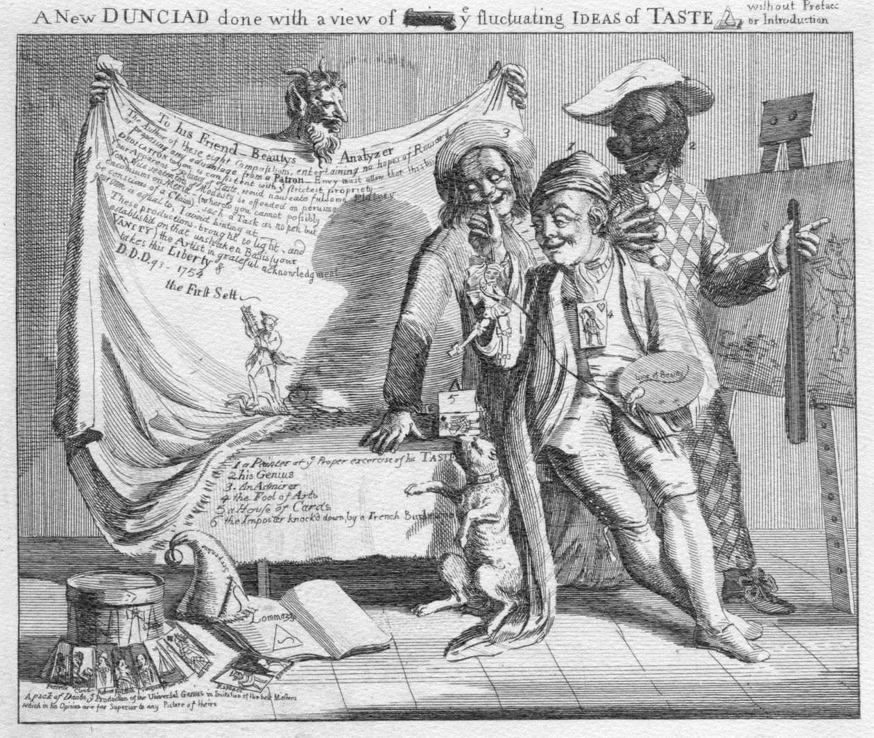 Uusi Dunciad, joka on tehty oikaisemaan vaihtelevia makuideoita ilman esipuhetta tai johdatusta, 1753 tekijältä Paul Sandby