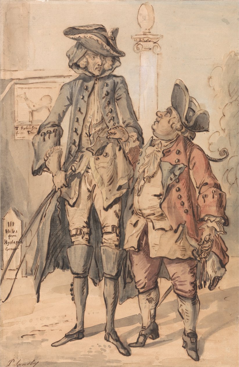 Karikatyyri George Bubb Dodingtonista ja Sir Thomas Robinsonista tekijältä Paul Sandby