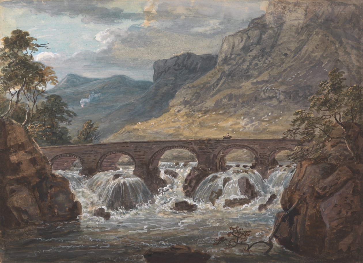 Pont-y-Pier lähellä Llanrwstia, Denbighshire tekijältä Paul Sandby