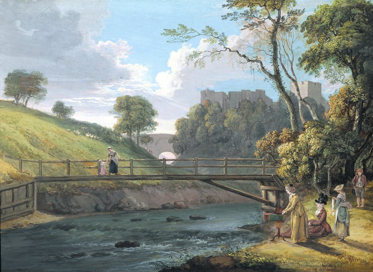 Roslinin linna, Midlothian (wc ja guassi paperilla) tekijältä Paul Sandby