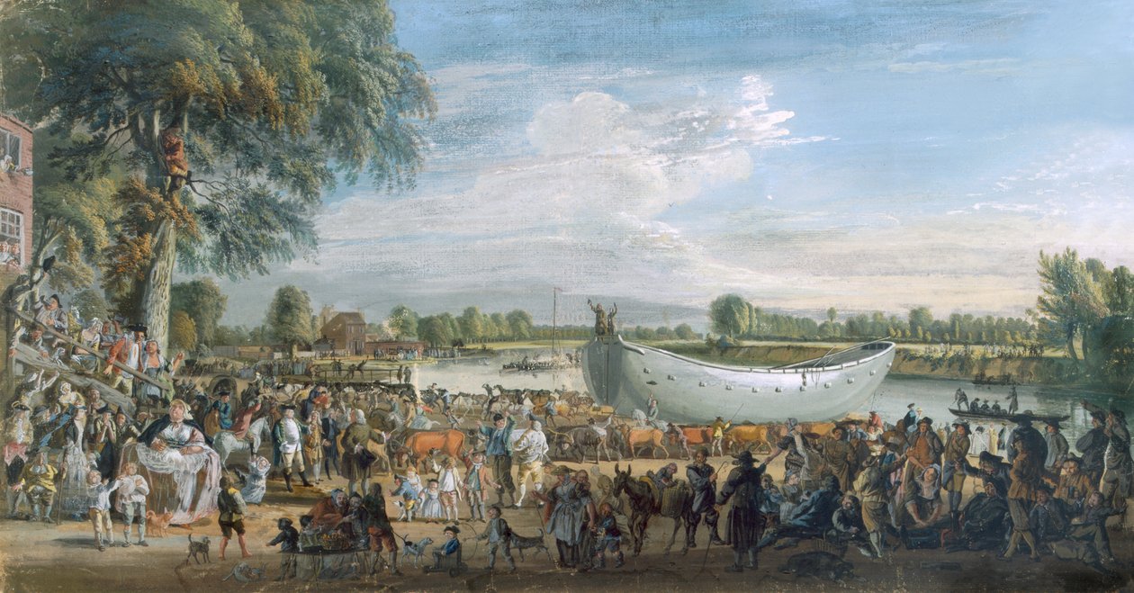Kiinan roskaposti matkalla Virginia Waterille, n. 1753 tekijältä Paul Sandby