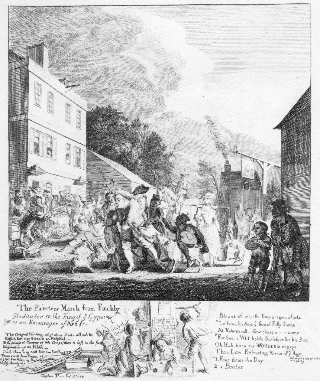 Maalarin marssi Finchleystä, 1753 tekijältä Paul Sandby