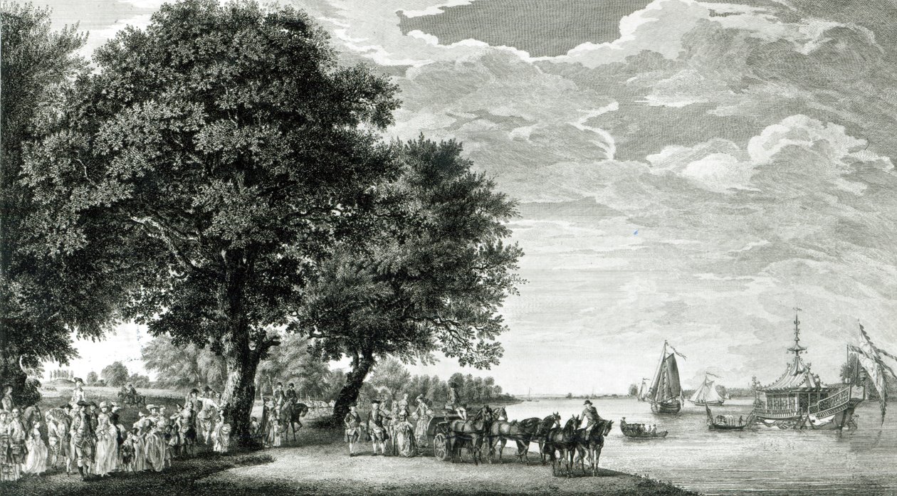 Näkymä Virginia-joen pohjoispuolelle Manour Lodgen lähellä tekijältä Paul Sandby