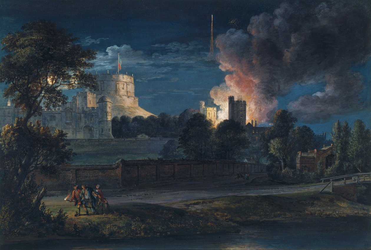 Windsorin linna Datchet Lanelta iloisena yönä, 1768 tekijältä Paul Sandby