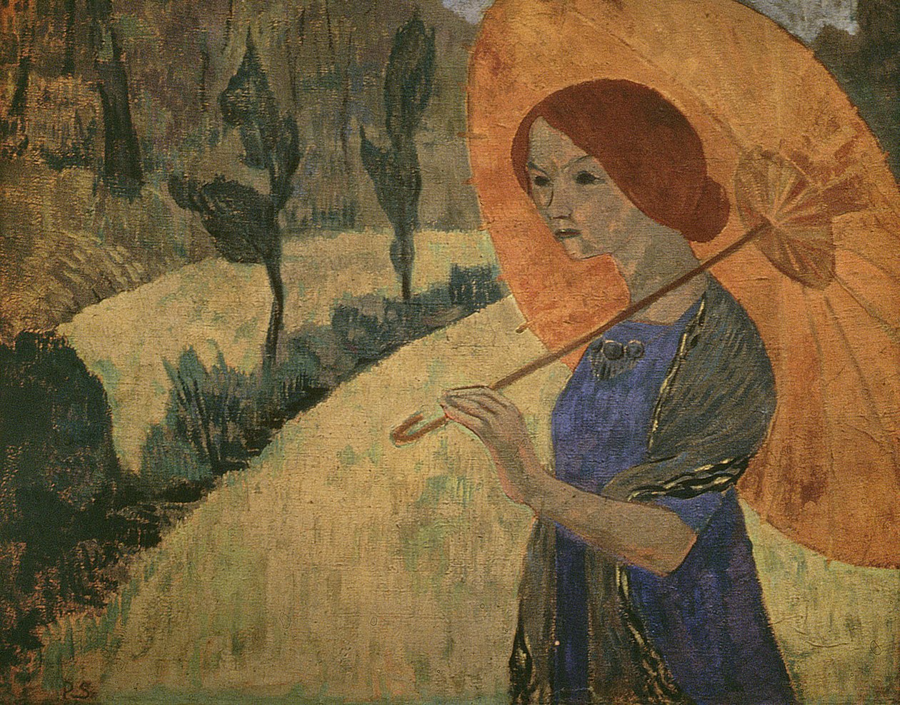 Madame Serusier päivänvarjolla, 1912 tekijältä Paul Sérusier