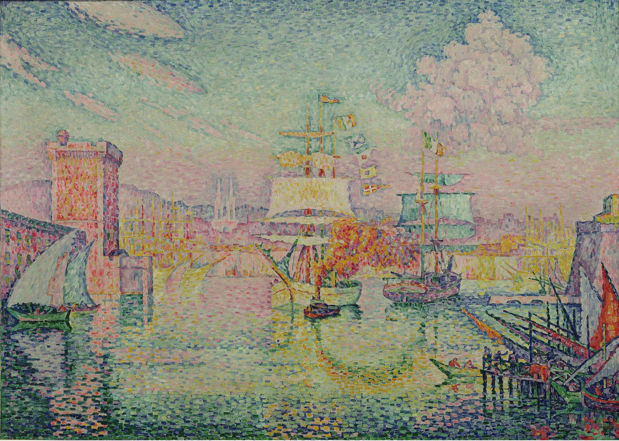 Sisäänkäynti Marseillen satamaan, 1918 tekijältä Paul Signac