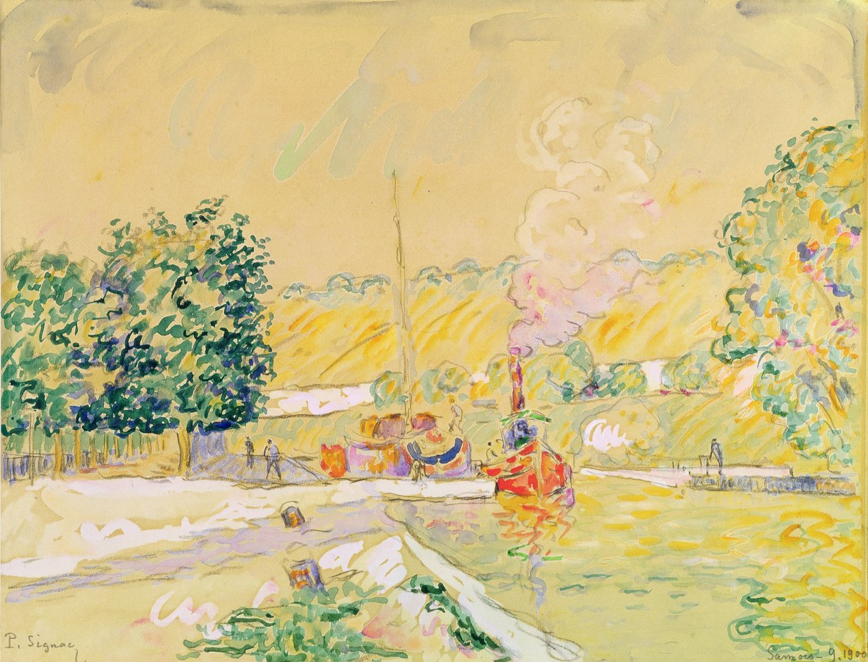Lukko Sannoisissa, 1900 (akvarelli paperille) tekijältä Paul Signac