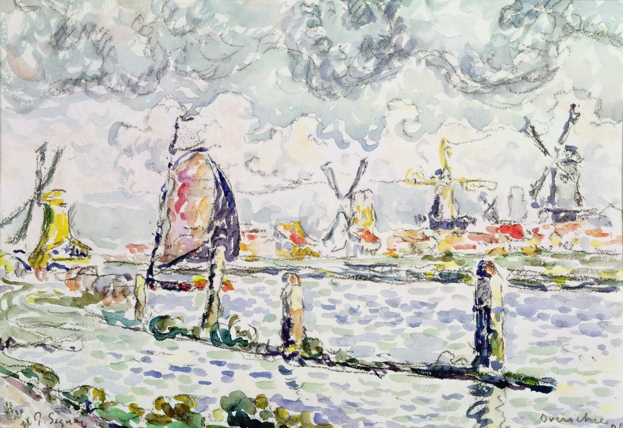 Overschie, 1906 (kynä ja wc paperilla) tekijältä Paul Signac