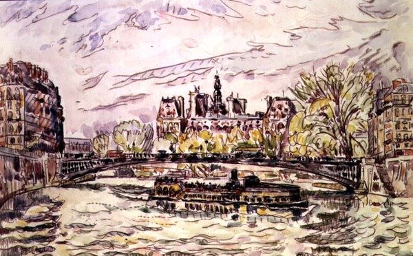 Pont Louis-Philippe, Pariisi, 1928 (wc) tekijältä Paul Signac