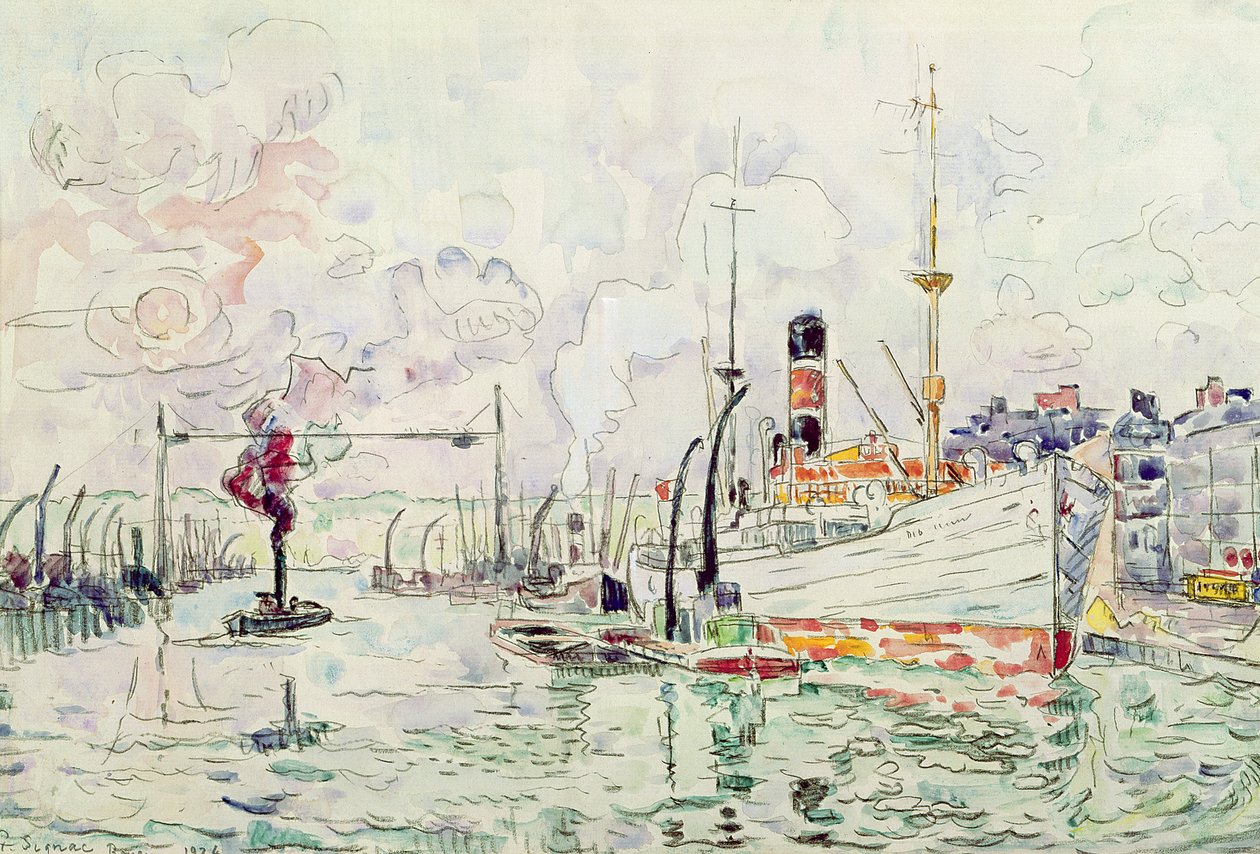 Rouen, 1924 (kynä ja wc paperilla) tekijältä Paul Signac