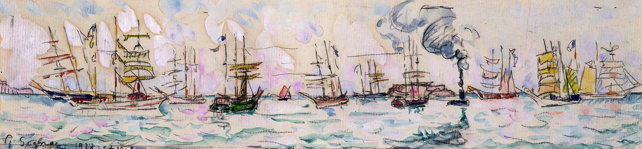 Kalastustroolarien lähtö Newfoundlandiin, 1928 tekijältä Paul Signac