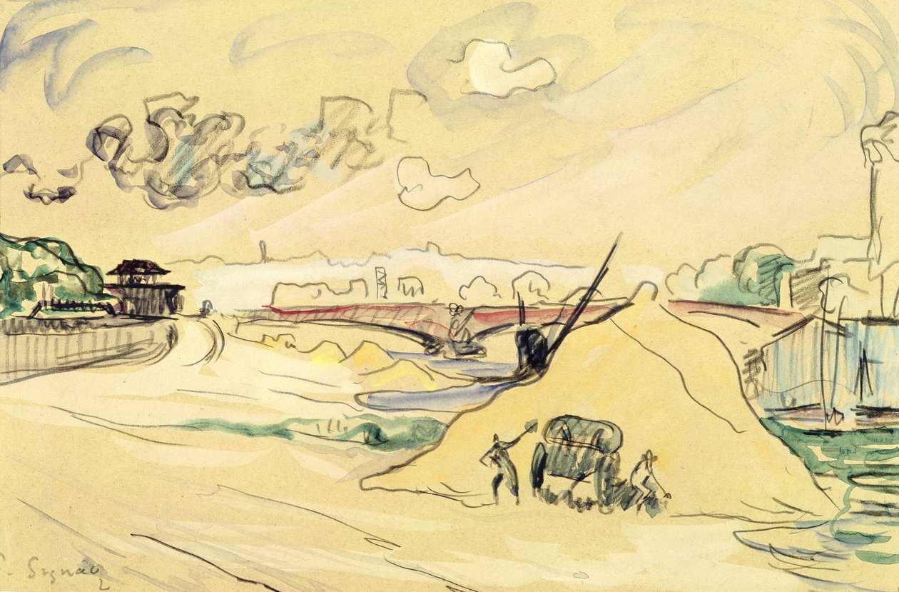 Hiekkakasa, Bercy, 1905 (kynä ja wc paperilla) tekijältä Paul Signac