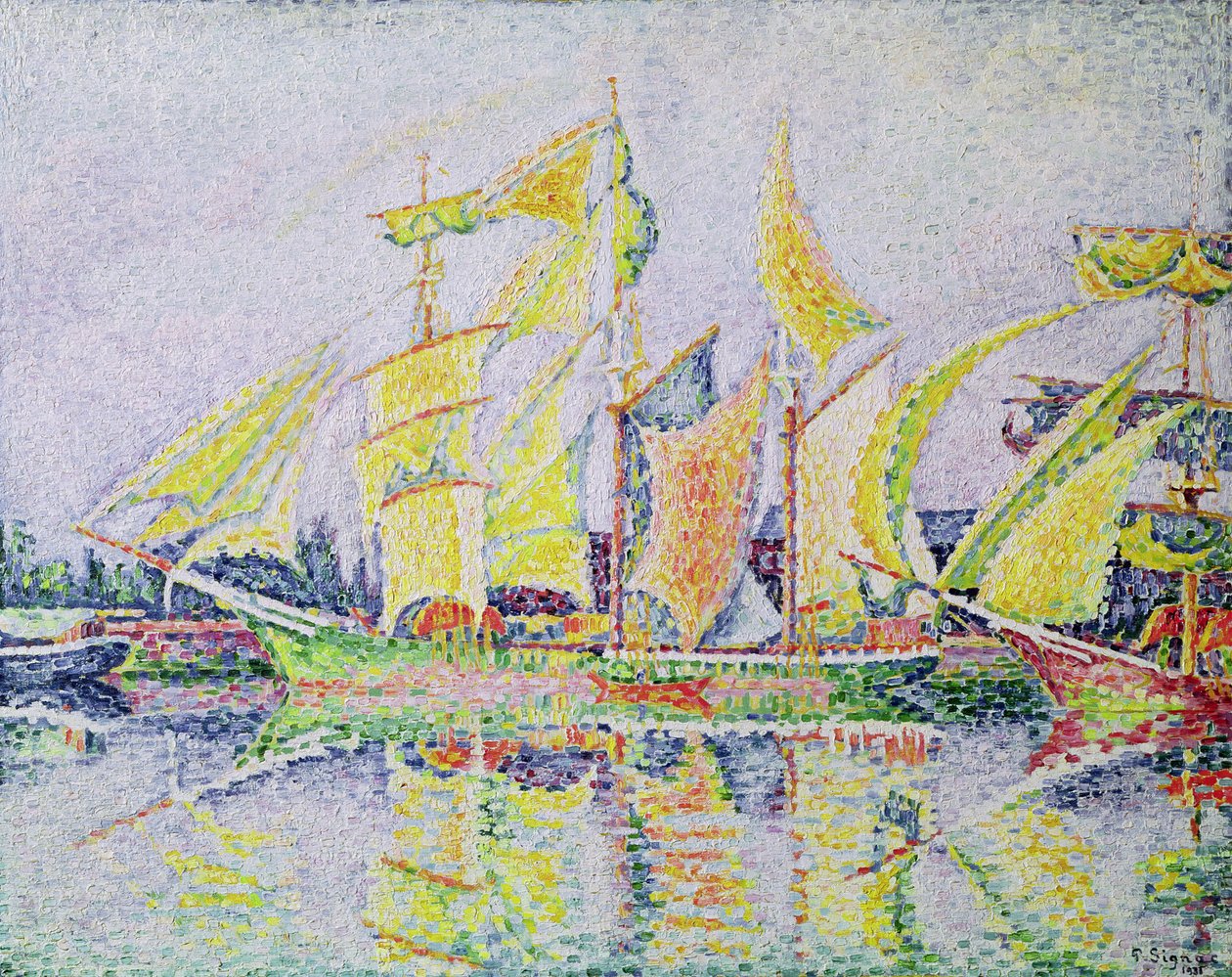 Kolme keltaista mastoa, 1931 tekijältä Paul Signac