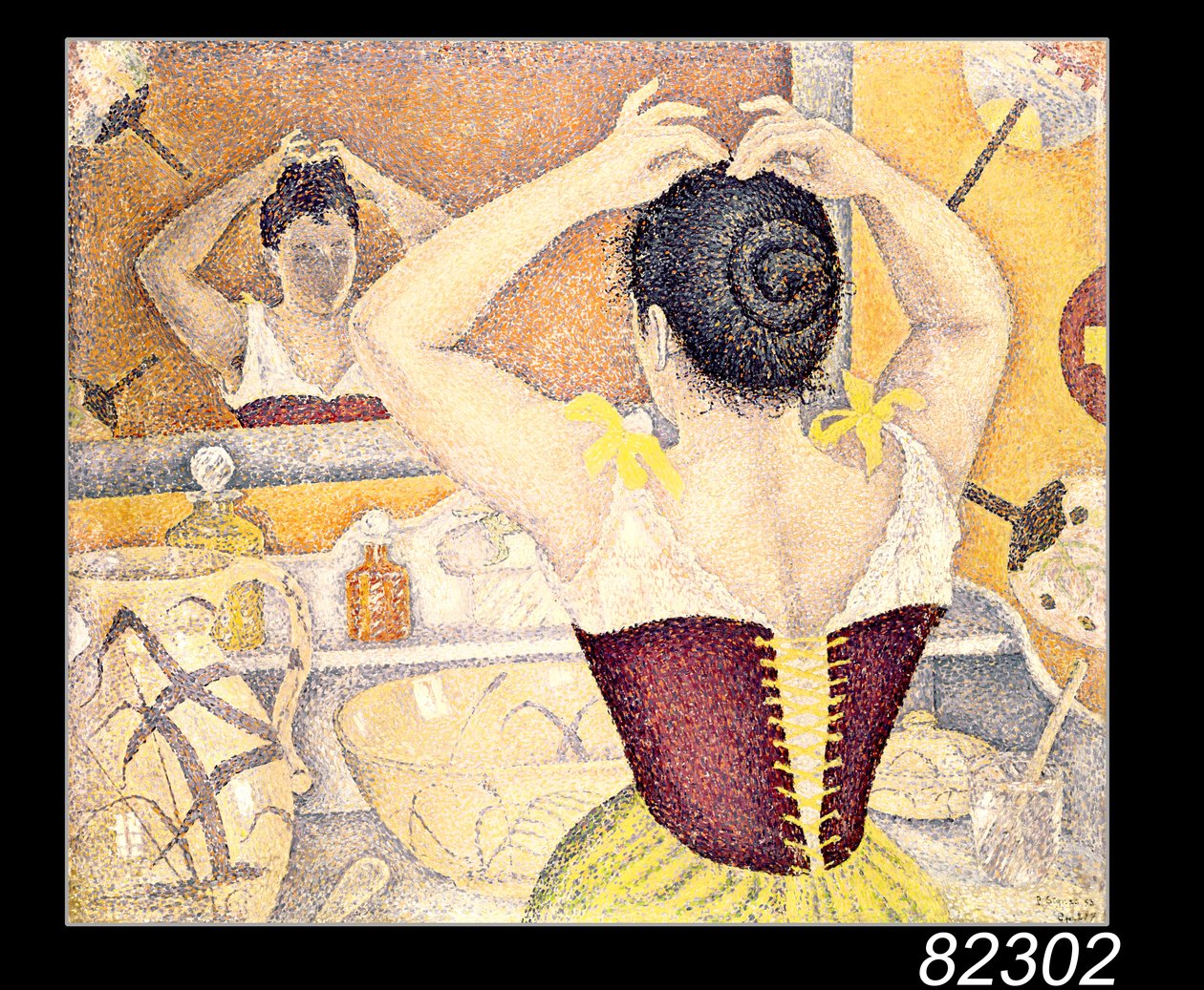 Nainen wc-istuimessa violetissa korsetissa, 1893 tekijältä Paul Signac
